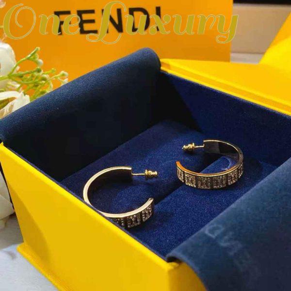 Replica Fendi Women Hoop Earrings with FF Motif Gold-Colored 3
