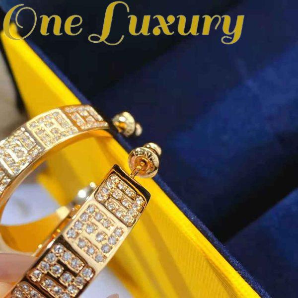 Replica Fendi Women Hoop Earrings with FF Motif Gold-Colored 9