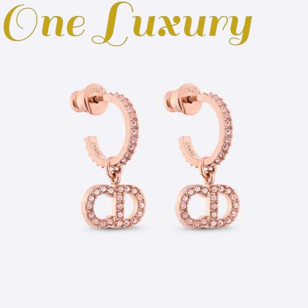 Replica Dior Women Clair D Lune Earrings Pink-Finish Metal and Pink Crystals
