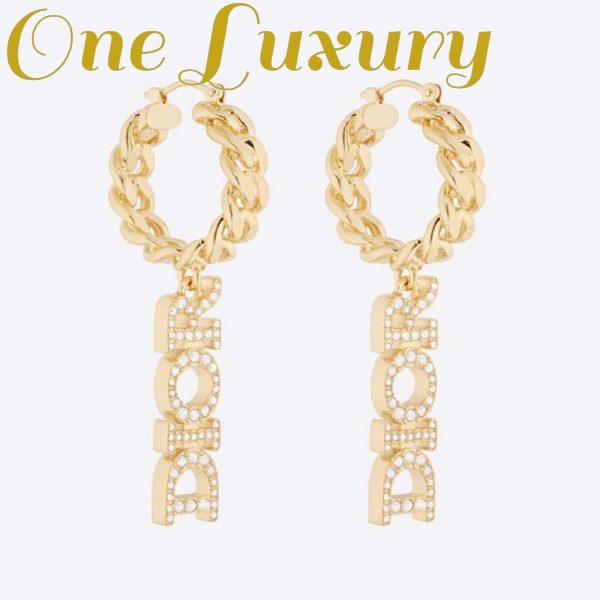 Replica Dior Women Dio(r)evolution Earrings Gold-Finish Metal and White Crystals