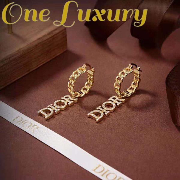 Replica Dior Women Dio(r)evolution Earrings Gold-Finish Metal and White Crystals 6