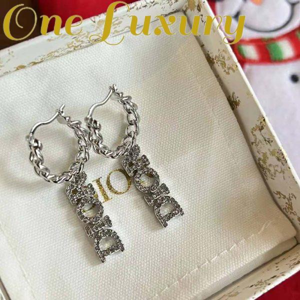 Replica Dior Women Dio(r)evolution Earrings Silver-Finish Metal and Silver-Tone Crystals 6