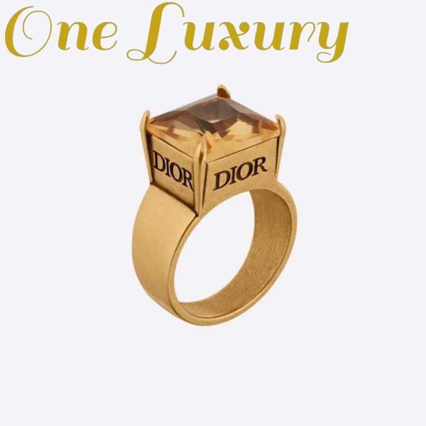 Replica Dior Women Dio(r)evolution Ring Antique Gold-Finish Metal and Citrine