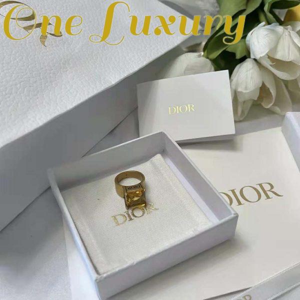 Replica Dior Women Dio(r)evolution Ring Antique Gold-Finish Metal and Citrine 3