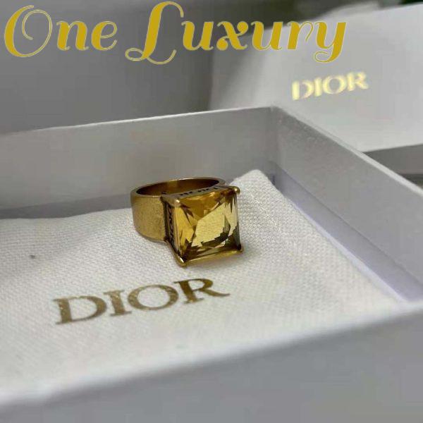Replica Dior Women Dio(r)evolution Ring Antique Gold-Finish Metal and Citrine 4