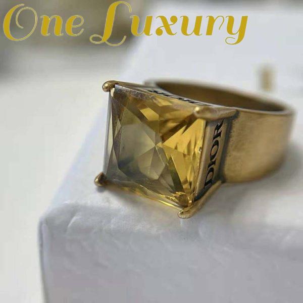 Replica Dior Women Dio(r)evolution Ring Antique Gold-Finish Metal and Citrine 7