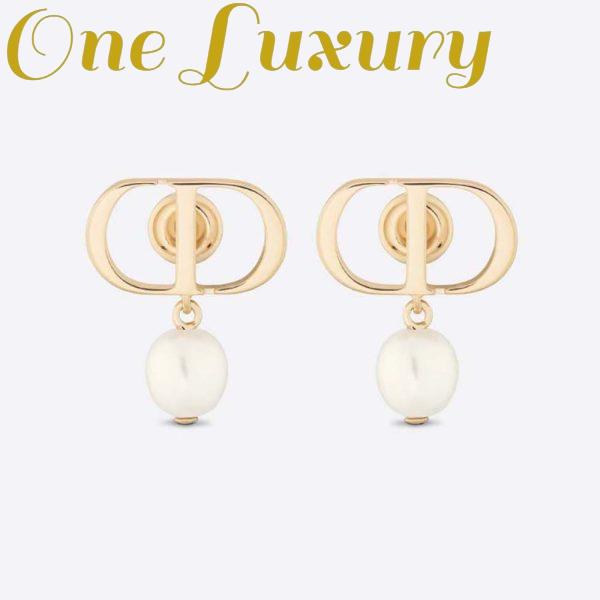 Replica Dior Women Petit CD Earrings Gold-Finish Metal and White Resin Pearls
