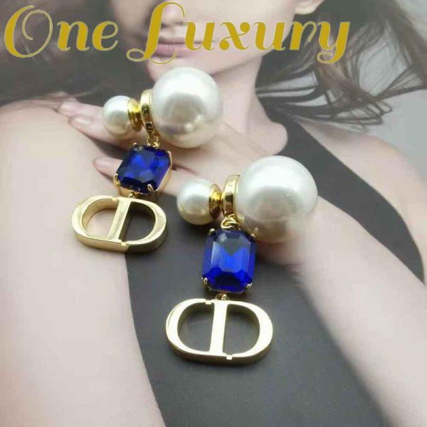 Replica Dior Women Petit Cd Earrings Gold-Finish Metal with White Resin Pearls 3