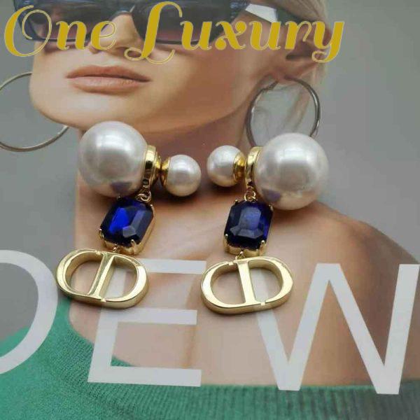 Replica Dior Women Petit Cd Earrings Gold-Finish Metal with White Resin Pearls 6