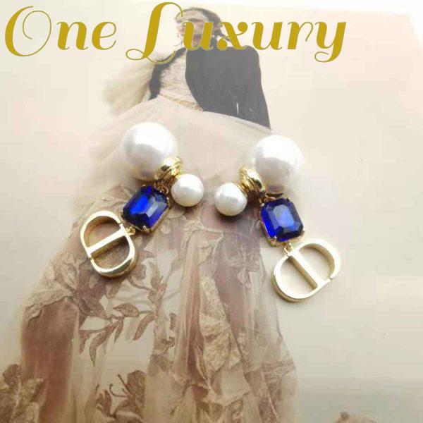 Replica Dior Women Petit Cd Earrings Gold-Finish Metal with White Resin Pearls 11