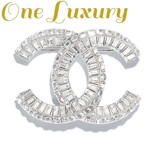 Replica Chanel Women Brooch in Metal & Diamantés-White 2