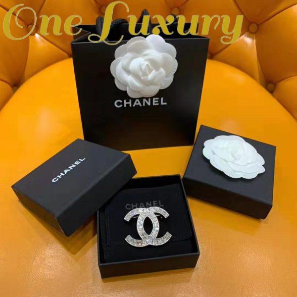 Replica Chanel Women Brooch in Metal & Diamantés-White 3