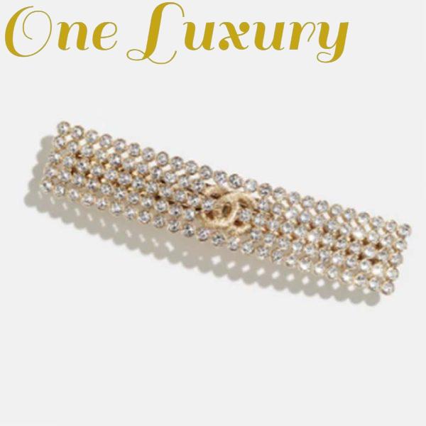 Replica Chanel Women CC Hair Clip Metal Strass Gold Crystal