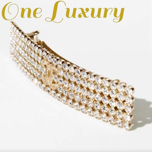 Replica Chanel Women CC Hair Clip Metal Strass Gold Crystal 3