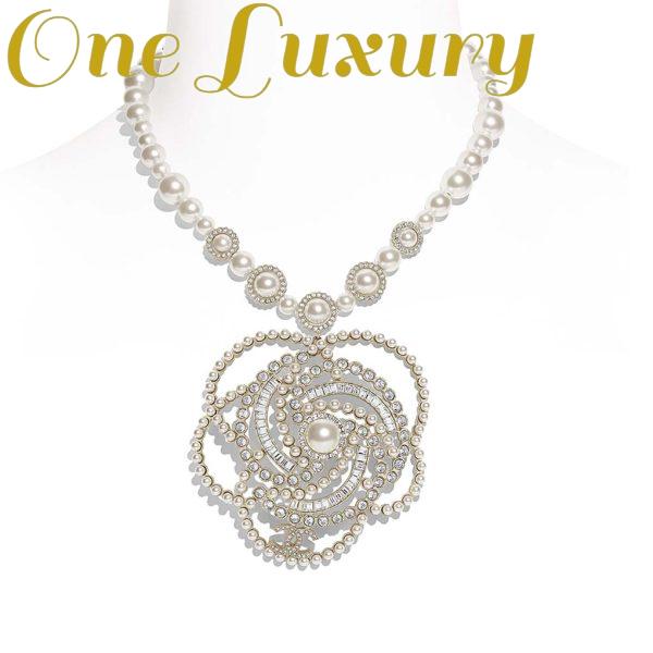 Replica Chanel Women Necklace in Metal Glass Pearls & Diamantés-White