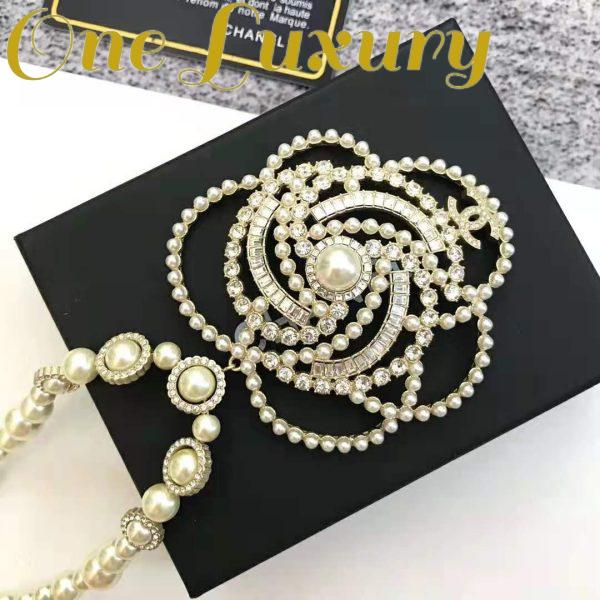 Replica Chanel Women Necklace in Metal Glass Pearls & Diamantés-White 4