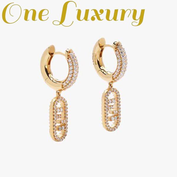 Replica Fendi Women O Lock Earrings Gold-Colored Earrings in Bronze and Zircon