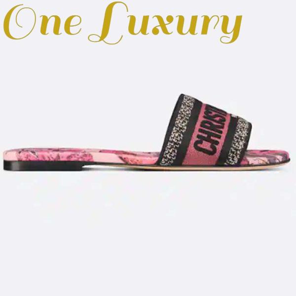 Replica Dior Unisex CD Dway Slide Embroidered Cotton Indy Pink Multicolor Toile De Jouy Voyage