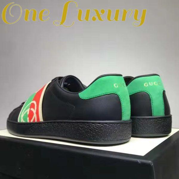 Replica Gucci GG Unisex Ace Sneaker with Elastic Web Interlocking G Black Leather 7