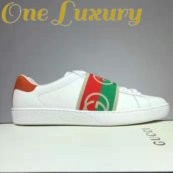 Replica Gucci GG Unisex Ace Sneaker with Elastic Web Interlocking G White Leather 2