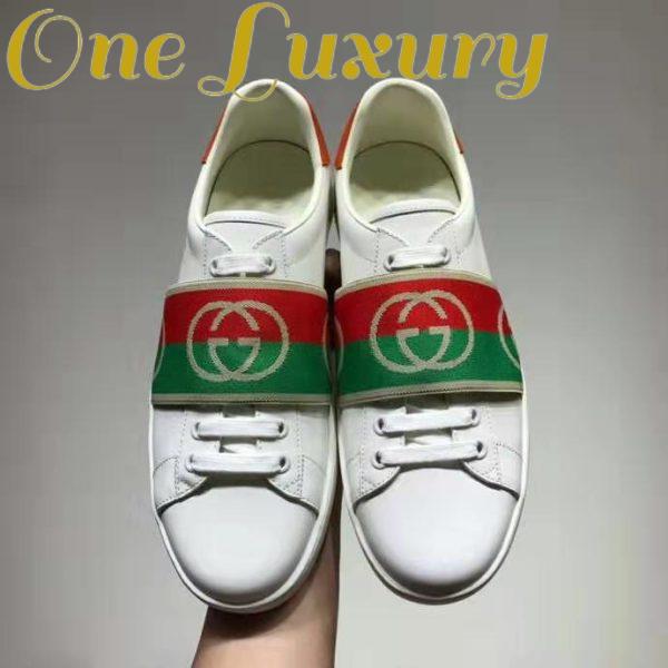 Replica Gucci GG Unisex Ace Sneaker with Elastic Web Interlocking G White Leather 7