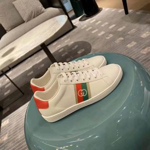 Replica Gucci GG Unisex Ace Sneaker with Interlocking G House Web White Leather 2