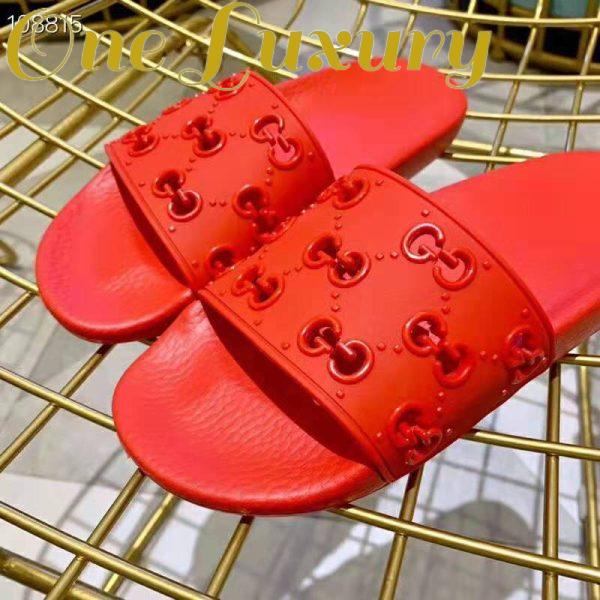 Replica Gucci Men’s Rubber GG Slide Sandal-Red 8