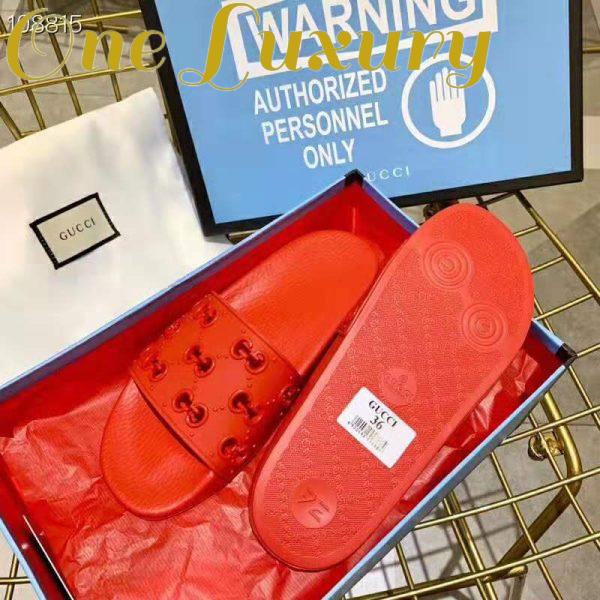 Replica Gucci Men’s Rubber GG Slide Sandal-Red 9