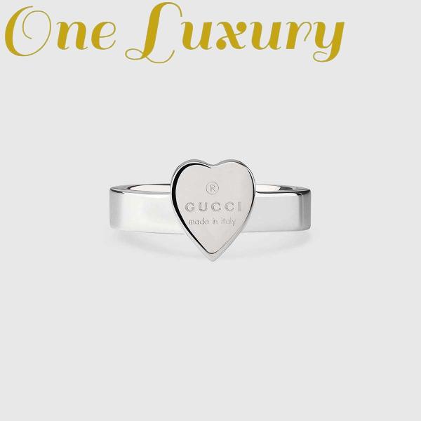 Replica Gucci Women Heart Ring with Gucci Trademark Jewelry Sliver 2