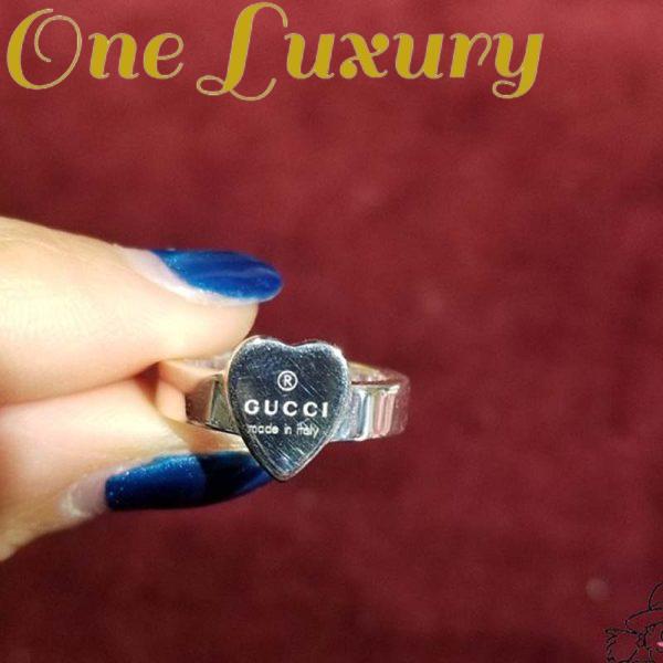 Replica Gucci Women Heart Ring with Gucci Trademark Jewelry Sliver 7