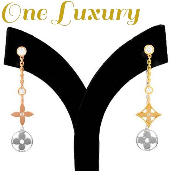 Replica Louis Vuitton Women Idylle Blossom Long Earrings Monogram Flowers 3 Gold Diamonds 4
