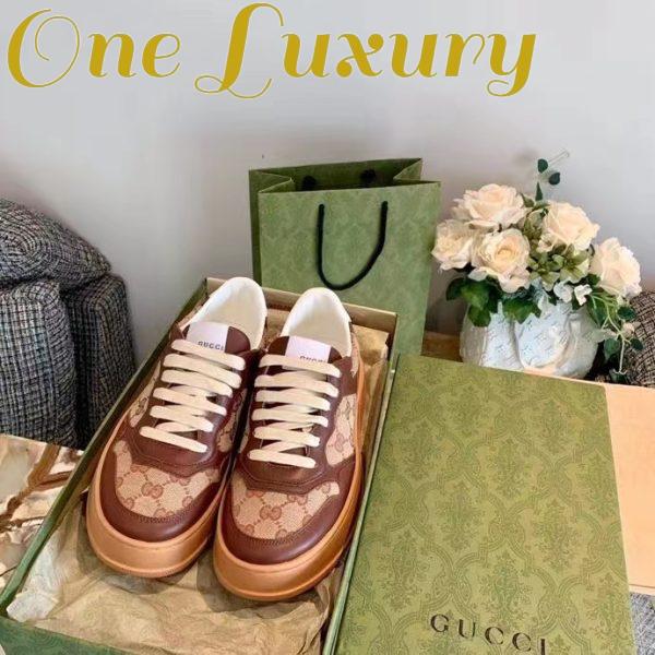 Replica Gucci Unisex Ace Sneaker Beige Ebony Orignal GG Canvas Lace-Up Rubber Flat 5