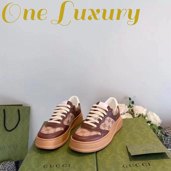 Replica Gucci Unisex Ace Sneaker Beige Ebony Orignal GG Canvas Lace-Up Rubber Flat 6