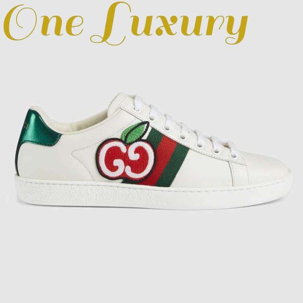 Replica Gucci Unisex Ace Sneaker with GG Apple in White Leather 2 cm Heel
