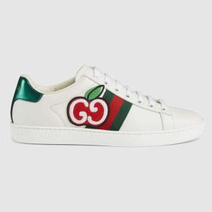 Replica Gucci Unisex Ace Sneaker with GG Apple in White Leather 2 cm Heel 2