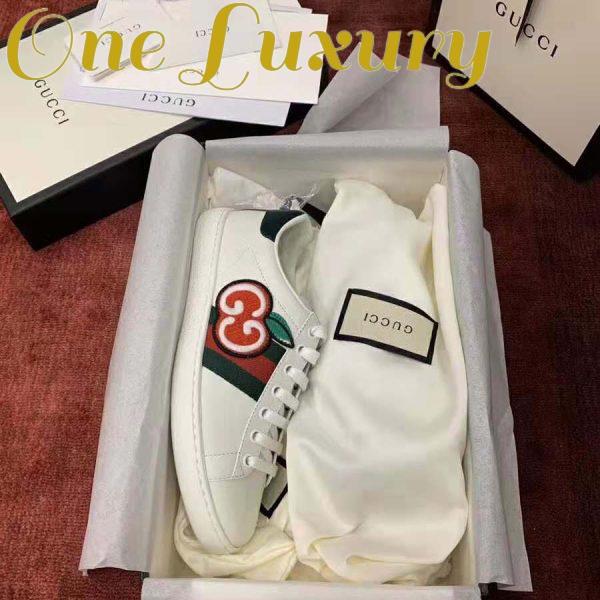 Replica Gucci Unisex Ace Sneaker with GG Apple in White Leather 2 cm Heel 8