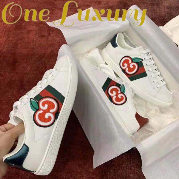 Replica Gucci Unisex Ace Sneaker with GG Apple in White Leather 2 cm Heel 13