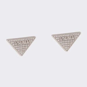 Replica Prada Women Crystal Logo Jewels Zirconia Earrings-Silver 2