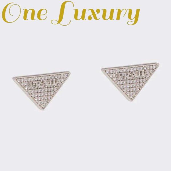 Replica Prada Women Crystal Logo Jewels Zirconia Earrings-Silver 2