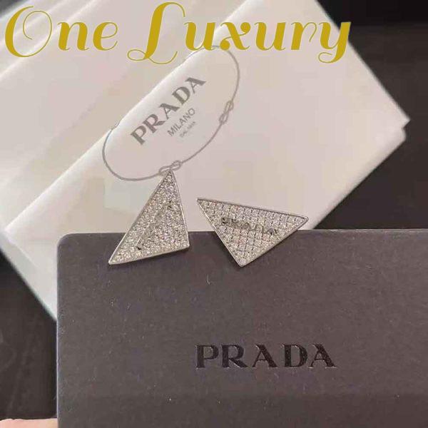 Replica Prada Women Crystal Logo Jewels Zirconia Earrings-Silver 3