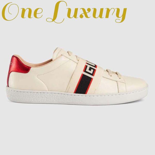 Replica Gucci Unisex Ace Sneaker with Gucci Stripe in White Leather Rubber Sole