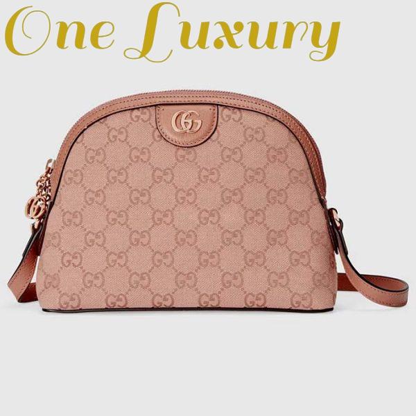 Replica Gucci Women Ophidia GG Small Shoulder Bag Pink Canvas Leather Double G 2