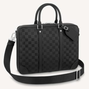 Replica Louis Vuitton LV Unisex Sirius Briefcase Black Damier Infini Onyx Cowhide Leather