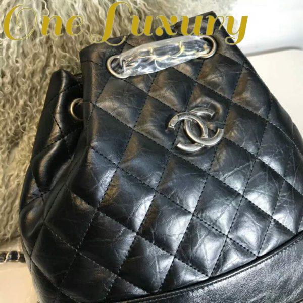 Replica Chanel Gabrielle Backpack in Aged Calfskin Quilted Leather-Black 9
