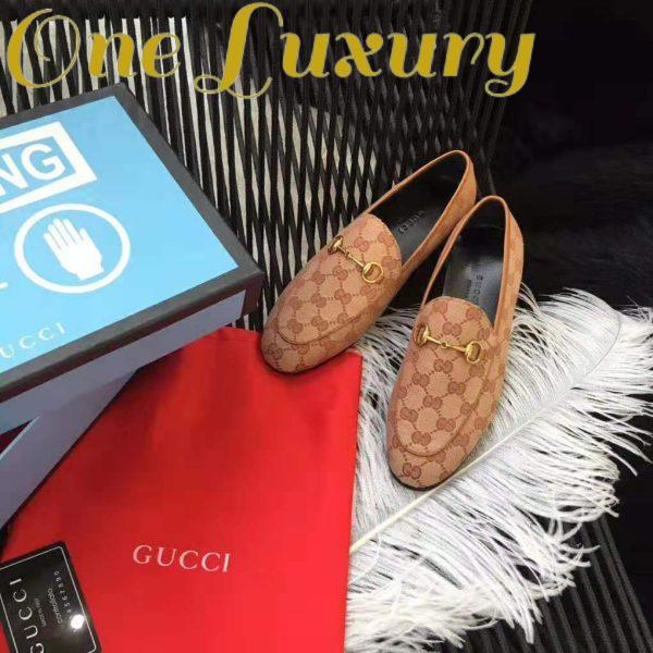 Replica Gucci Unisex Jordaan GG Velvet Loafer-Brown 8
