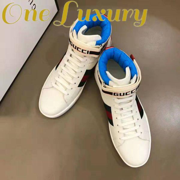 Replica Gucci Unisex Ace Gucci Stripe High-Top Sneaker in 5.1 cm Height-White 3