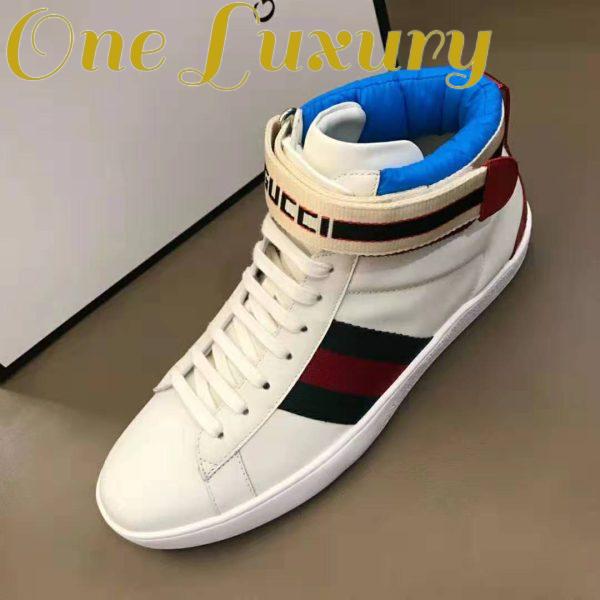 Replica Gucci Unisex Ace Gucci Stripe High-Top Sneaker in 5.1 cm Height-White 5
