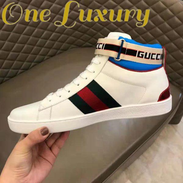 Replica Gucci Unisex Ace Gucci Stripe High-Top Sneaker in 5.1 cm Height-White 8