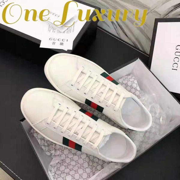 Replica Gucci Unisex Ace Leather Sneaker White Leather with Green Crocodile Detail 2
