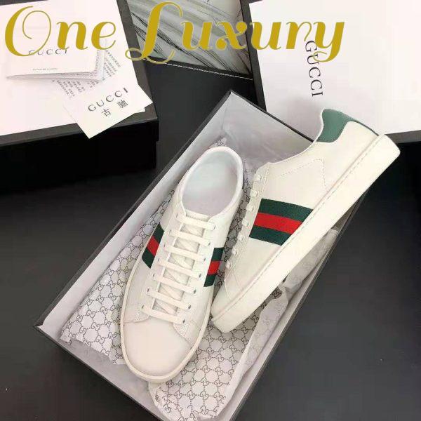 Replica Gucci Unisex Ace Leather Sneaker White Leather with Green Crocodile Detail 4
